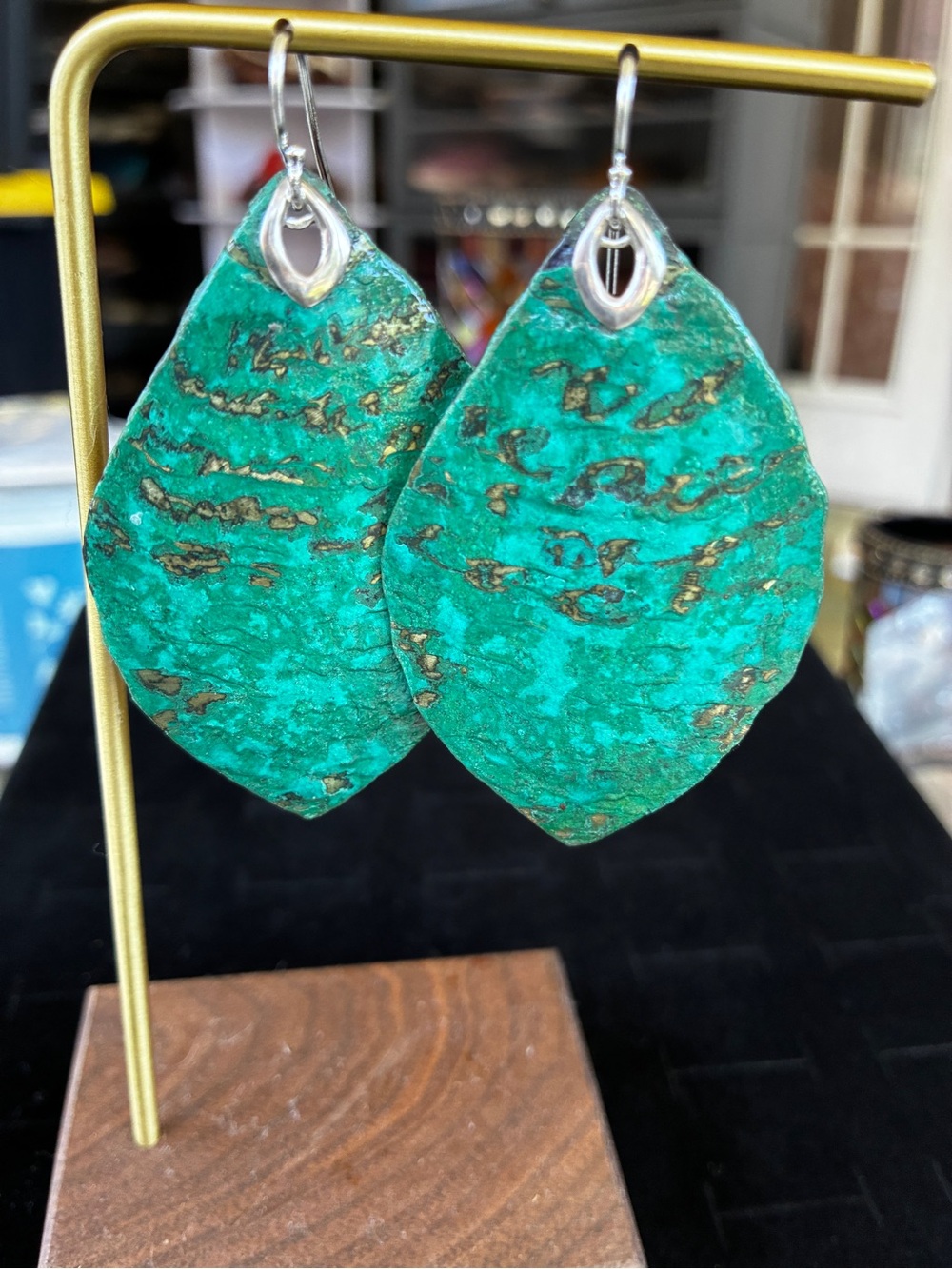 Silpada Turquoise Teardrop Dangle Earrings with Gold Accents, New